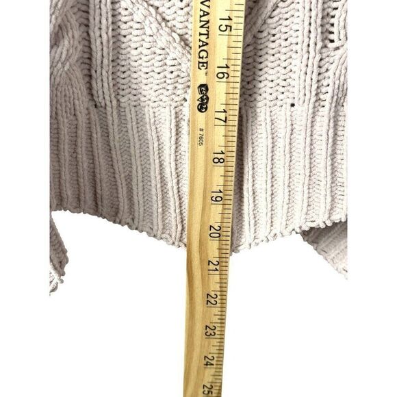 BLANKNYC Anthropologie Cropped Fisherman Knit Chenille Sweater Lt. Pink Sz S - Picture 5 of 8